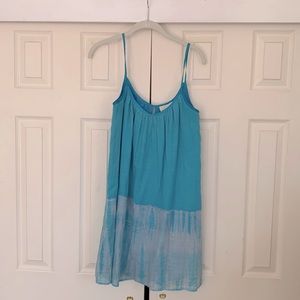 Calypso blue tie dye cotton and silk dress